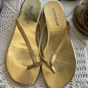 New Montego Bay Club sandals gold glitzy flip flops summer shoes sparkle